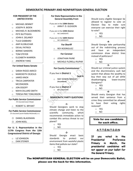 Democratic Primary and Nonpartisan General Election