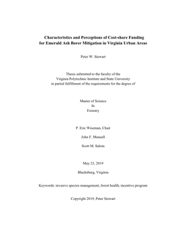 Characteristics and Perceptions of Cost-Share Funding for Emerald Ash Borer Mitigation in Virginia Urban Areas