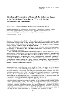 Histological Observation of Some of the Endocrine Glands in the Sterile Carp-Funa Hybrid (F1), with Special Reference to the Hypophysis*