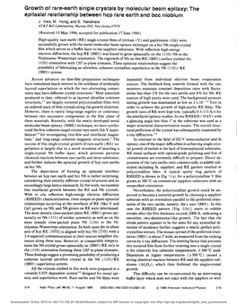 Growth of Rare-Earth Single C.Rystals by Mo~Ecuiar Beam Epitaxy: the Epitaxia~ Re~Ationship Between Hcp Rare Earth and Bec Niobium J