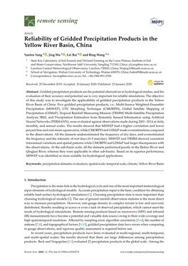 Reliability of Gridded Precipitation Products in the Yellow River Basin, China