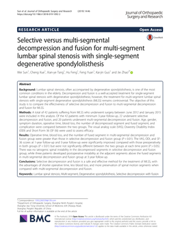 Selective Versus Multi-Segmental Decompression and Fusion for Multi