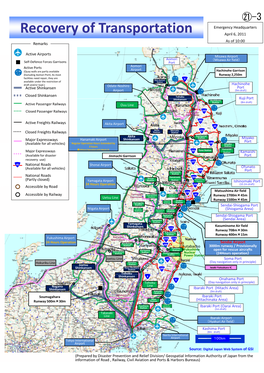 Recovery of Transportation April 6, 2011 As of 10:00 Remarks