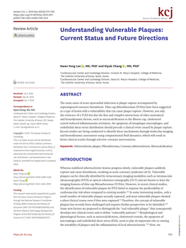 Understanding Vulnerable Plaques: Current Status and Future Directions