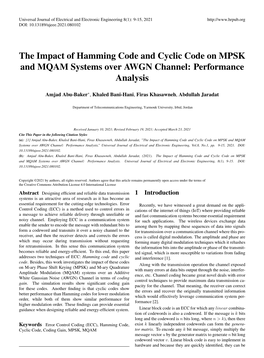 The Impact of Hamming Code and Cyclic Code on MPSK and MQAM Systems Over AWGN Channel: Performance Analysis