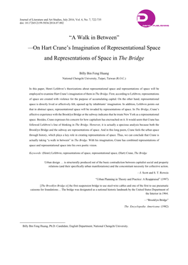 On Hart Crane's Imagination of Representational Space and Representations of Space in the Bridge