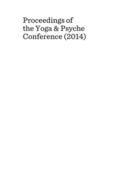 Proceedings of the Yoga & Psyche Conference