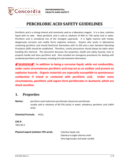 Perchloric Acid Safety Guidelines