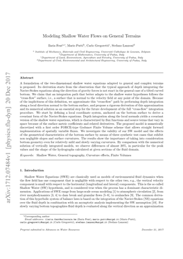 Arxiv:1712.07484V1 [Physics.Flu-Dyn] 20 Dec 2017 Over the ﬂuid Depth in Combination with an Asymptotic Analysis Implementing the SW Assumption [10]