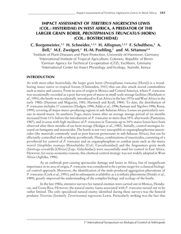 Impact Assessment of Teretrius Nigrescens Lewis (Col.: Histeridae) in West Africa, a Predator of the Larger Grain Borer, Prostep