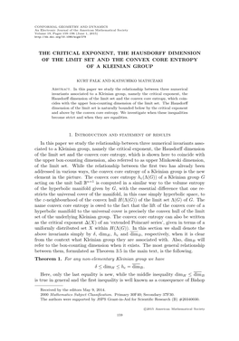 The Critical Exponent, the Hausdorff Dimension of the Limit Set and the Convex Core Entropy of a Kleinian Group
