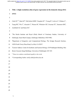A High Resolution Atlas of Gene Expression in the Domestic Sheep (Ovis