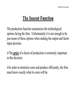 The Isocost Function