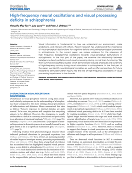 High-Frequency Neural Oscillations and Visual Processing Deficits in Schizophrenia