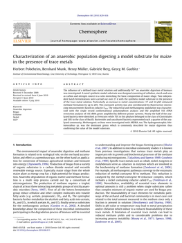 Characterization of an Anaerobic Population Digesting a Model Substrate for Maize in the Presence of Trace Metals