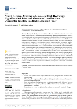 Nested Recharge Systems in Mountain Block Hydrology: High-Elevation Snowpack Generates Low-Elevation Overwinter Baseﬂow in a Rocky Mountain River