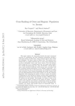 Cross Ranking of Cities and Regions: Population Vs. Income