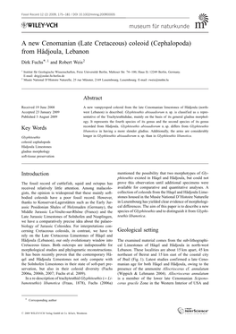 Late Cretaceous) Coleoid (Cephalopoda) from H�Djoula, Lebanon