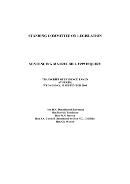 Standing Committee on Legislation Sentencing