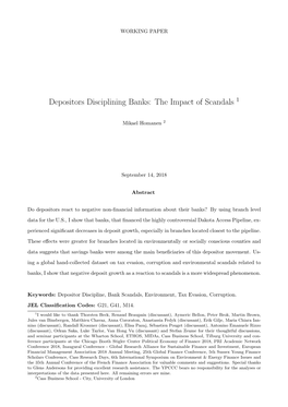 Depositors Disciplining Banks: the Impact of Scandals 1
