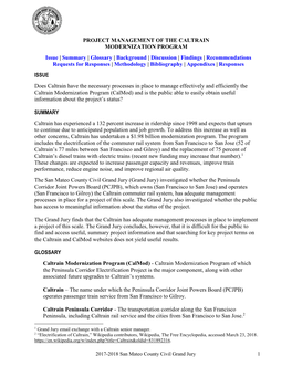 Project Management of the Caltrain Modernization Program
