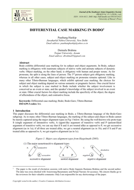 Differential Case Marking in Bodo1