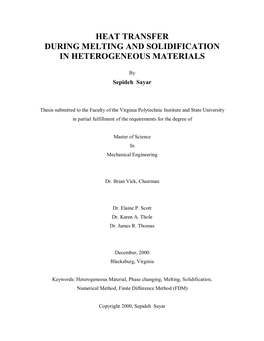 Heat Transfer During Melting and Solidification in Heterogeneous Materials