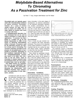 Molybdate-Based Alternatives to Chromating As a Passivation Treatment for Zinc