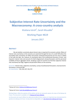 Subjective Interest Rate Uncertainty and the Macroeconomy: a Cross-Country Analysis