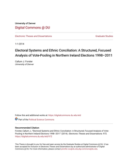 Electoral Systems and Ethnic Conciliation: a Structured, Focused Analysis of Vote-Pooling in Northern Ireland Elections 1998–2011