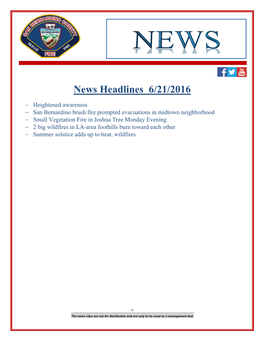 News Headlines 6/21/2016