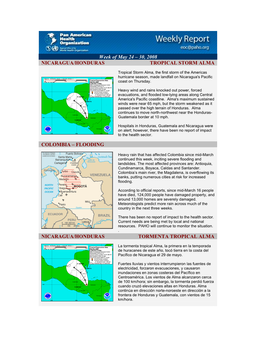 30, 2008 Nicaragua/Honduras Tropical Storm Alma