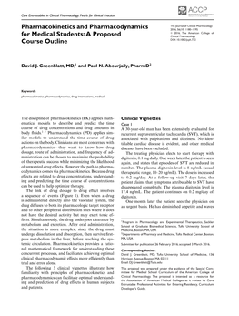 Pharmacokinetics and Pharmacodynamics for Medical