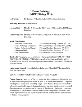 Forest Pathology (NRMT/Biology 3213)