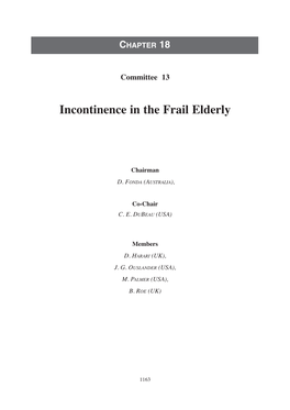 Incontinence in the Frail Elderly