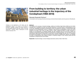 From Building to Territory: the Urban Industrial Heritage in the Trajectory of the CONDEPHAAT (1968-2018)
