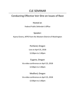 2018-04-25 Conducting Effective Voir Dire on Issues of Race Handouts