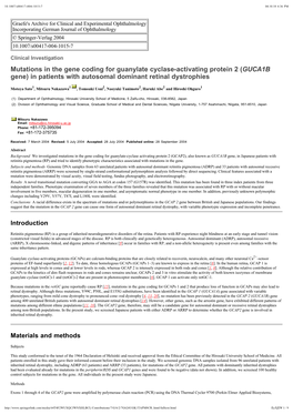 Mutations in the Gene Coding for Guanylate Cyclase-Activating Protein 2 (GUCA1B Gene) in Patients with Autosomal Dominant Retinal Dystrophies