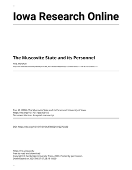 The Muscovite State and Its Personnel