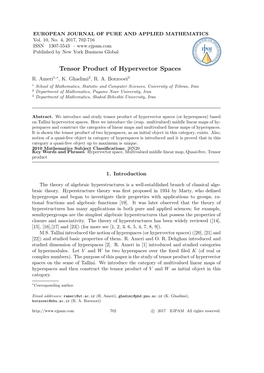 Tensor Product of Hypervector Spaces R