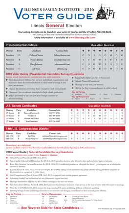 Oter Guide Illinois General Election Your Voting Districts Can Be Found on Your Voter ID Card Or Call the IFI Office 708-781-9328