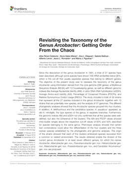Revisiting the Taxonomy of the Genus Arcobacter: Getting Order from the Chaos