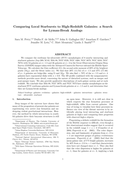 Comparing Local Starbursts to High-Redshift Galaxies: a Search for Lyman-Break Analogs