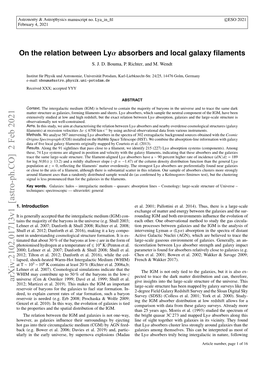 On the Relation Between Lya Absorbers and Local Galaxy Filaments