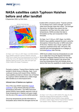 NASA Satellites Catch Typhoon Haishen Before and After Landfall 8 September 2020, by Rob Gutro