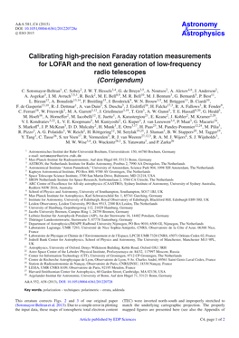 Calibrating High-Precision Faraday Rotation Measurements for LOFAR and the Next Generation of Low-Frequency Radio Telescopes (Corrigendum)