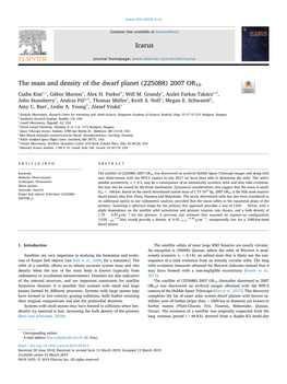 The Mass and Density of the Dwarf Planet (225088) 2007 OR10 T ⁎ Csaba Kissa, , Gábor Martona, Alex H