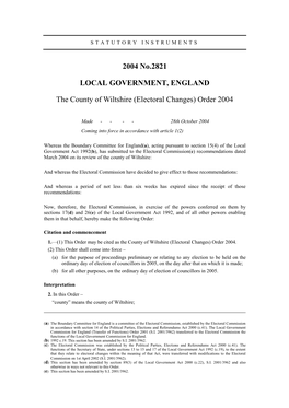 Electoral Changes) Order 2004