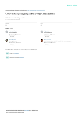 Complex Nitrogen Cycling in the Sponge Geodia Barretti