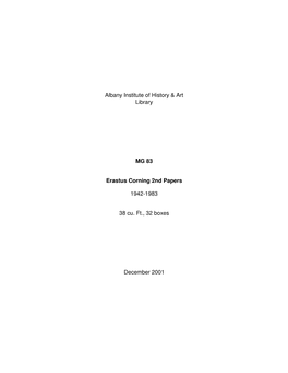 Erastus Corning 2Nd Papers Inventory, 1942-1983, MG 83